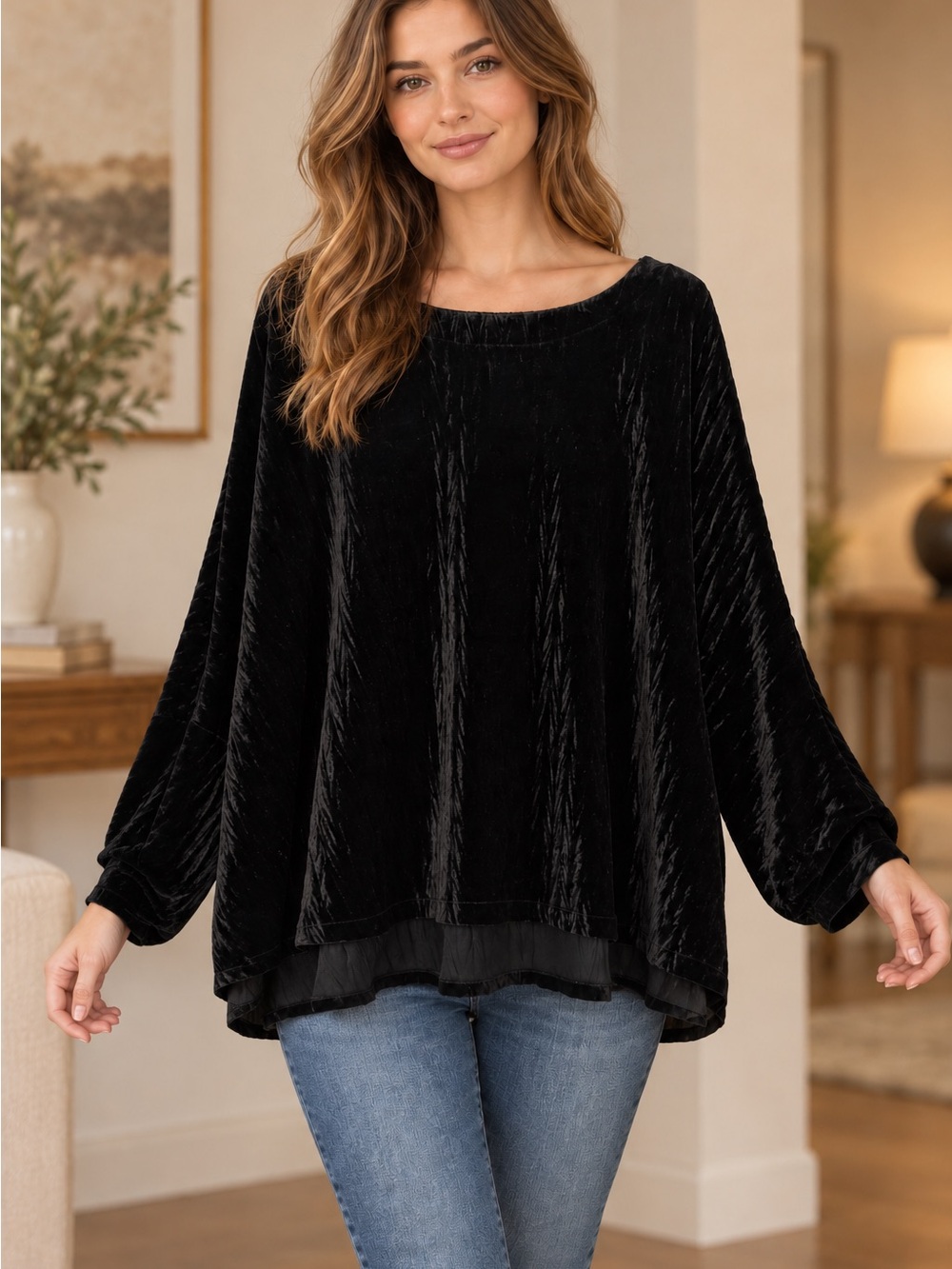 POL Black Velvet Boatneck Top (091122) 🍂 ☀️